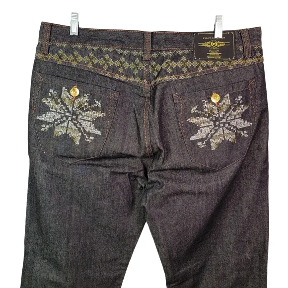 Phat Farm Vintage Y2K Baggy Wide Leg Hip Hop Black Wash Denim Jeans Men's 40x34